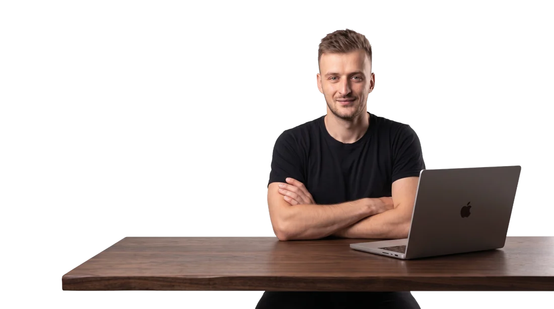 Vojtěch Bruk at his laptop